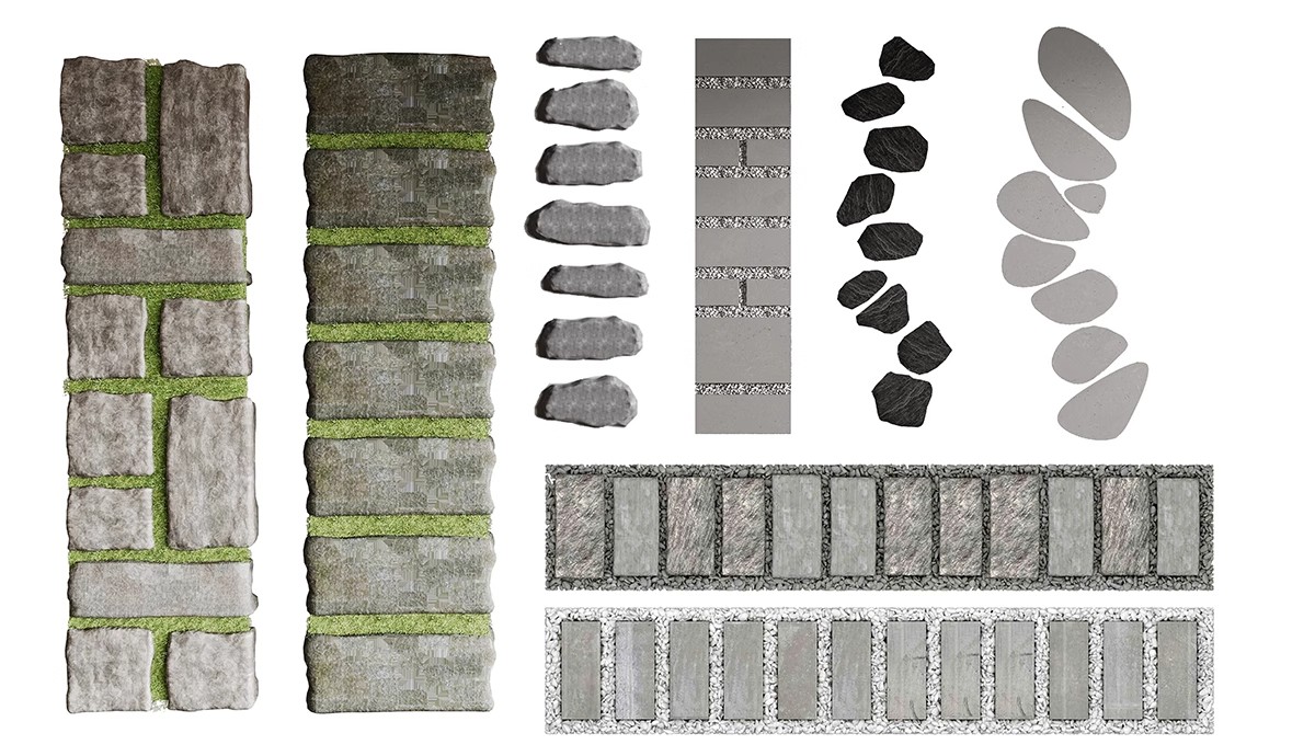 图片[8]-汀步平面彩平图psd素材公园庭院效果踏步石园林小路青石板PS拼贴-大怪兽分享