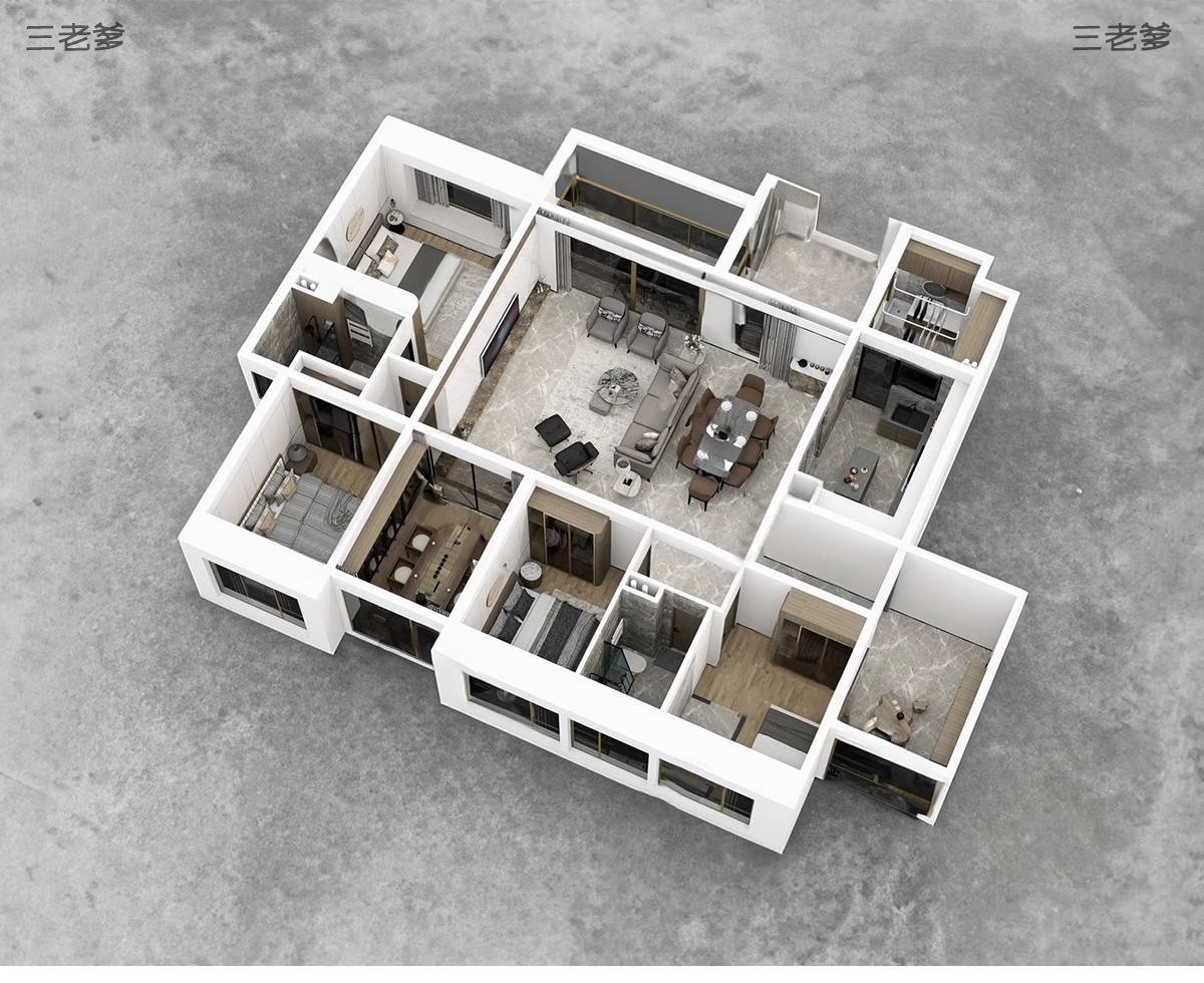 图片[17]-家装全屋整套客厅卧室厨房北欧现代新中式整体全套室内设计SU模型-大怪兽分享