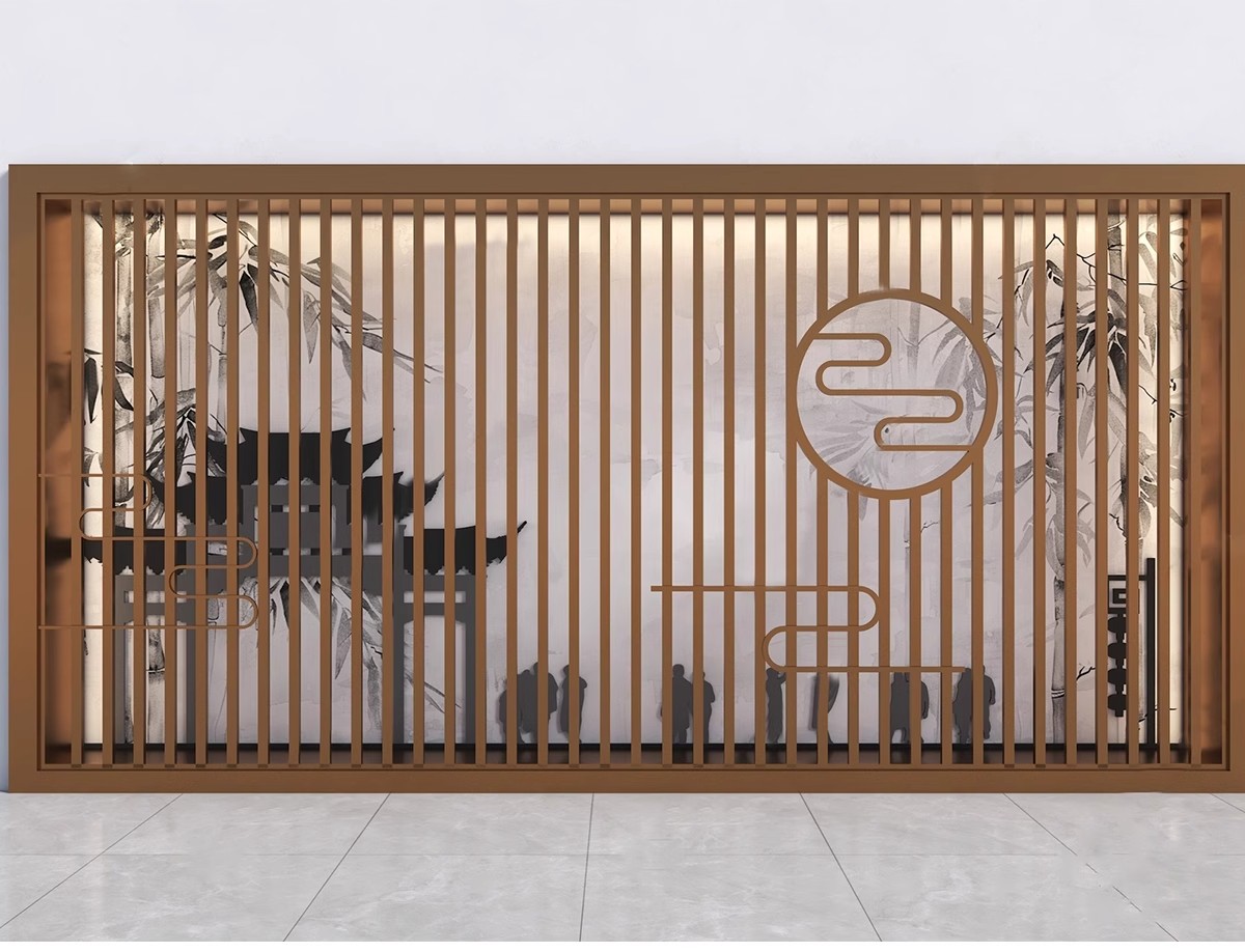 图片[8]-新中式轻奢背景墙SU模型 山水格栅云纹瓦片构件草图大师Sketchup-大怪兽分享