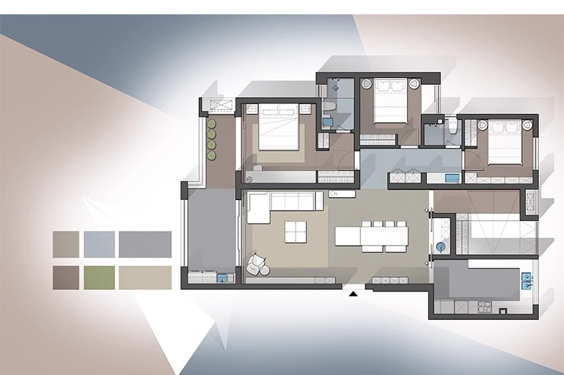 图片[8]-彩色立面平面ps彩平图PSD源文件 住宅家居布局网红风简约现代素材-大怪兽分享