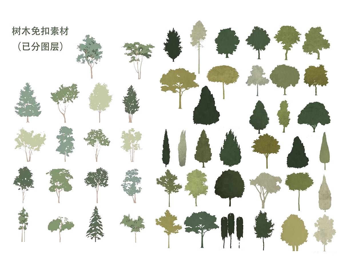 图片[8]-绿色纹理树PS素材竞赛风拼贴风小清新简约绿地鸟瞰轴测PSD文件PNG-大怪兽分享