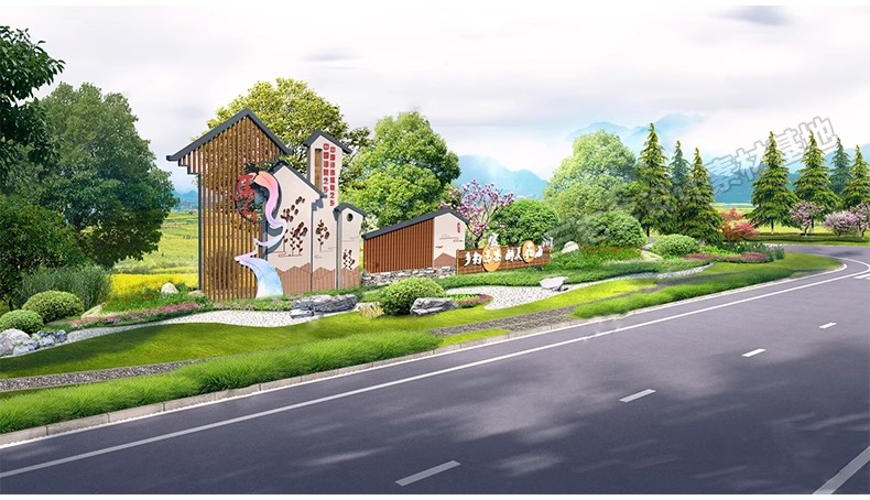 图片[7]-新中式乡村民宿民俗文化景墙SU模型农村村庄景区入口标识村标小品-大怪兽分享