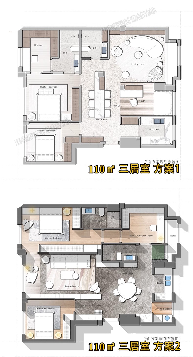 图片[8]-家装户型图室内设计平面家具布局图CAD方案ps分层PSD彩平图源文件-大怪兽分享