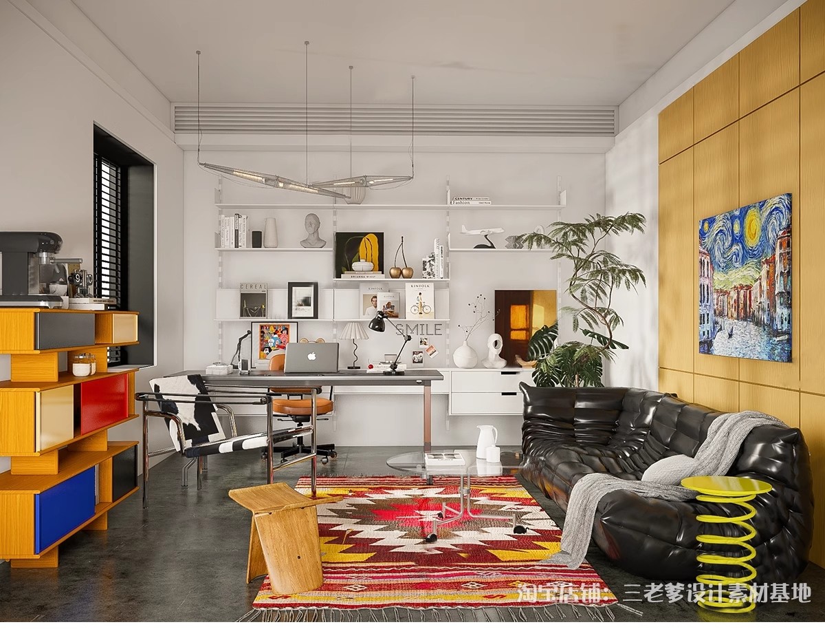 图片[8]-包豪斯家装SU模型 客厅餐厅多巴胺中古沙发桌椅家具组合草图大师-大怪兽分享