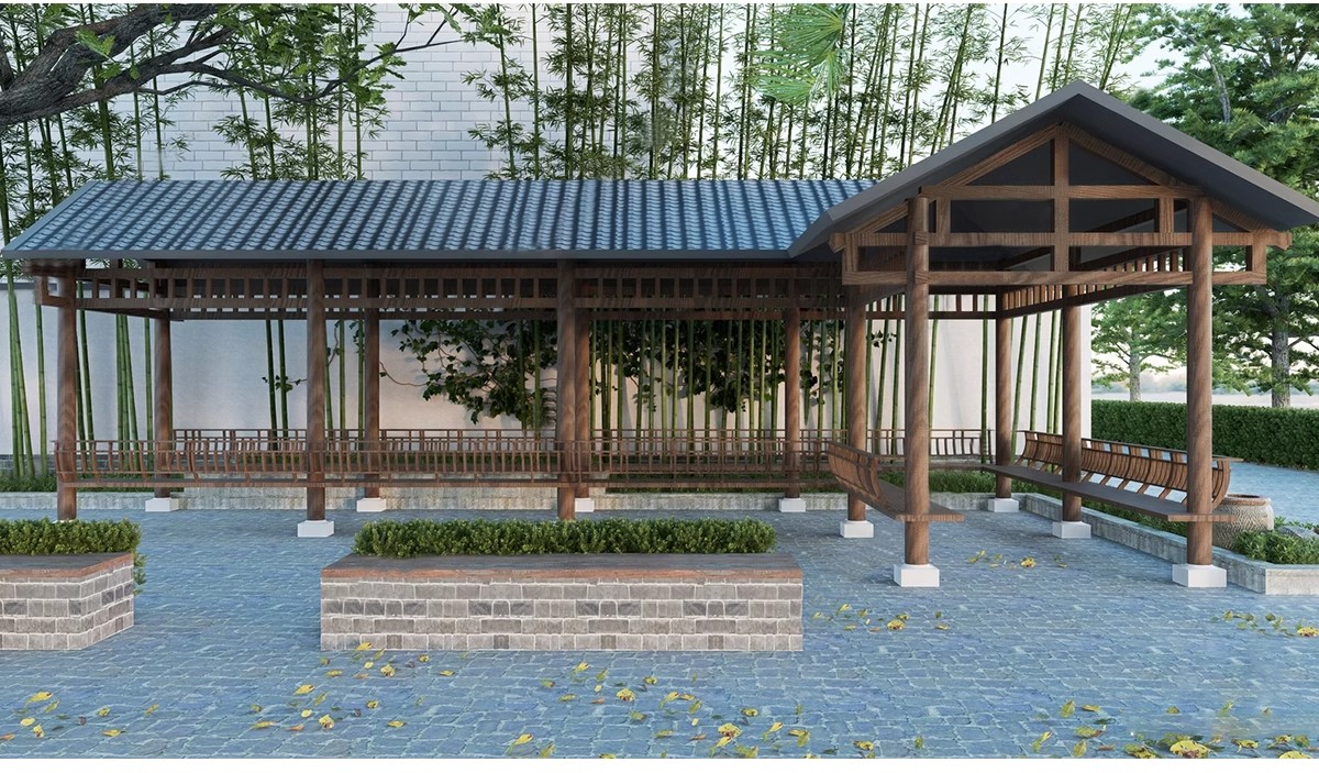 图片[8]-仿古长廊公园景区古建木廊连廊廊架亭廊景观亭子SU模型草图大师-大怪兽分享