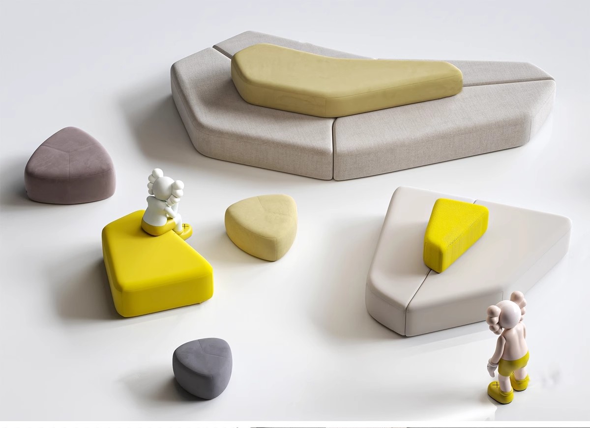 图片[8]-休闲沙发SU模型 办公室等待休息区商场接待多人单体工装草图大师-大怪兽分享