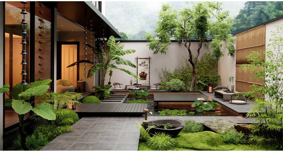 图片[8]-禅意新中式日式别墅庭院茶室枯山水景观假山流水SU模型草图大师-大怪兽分享