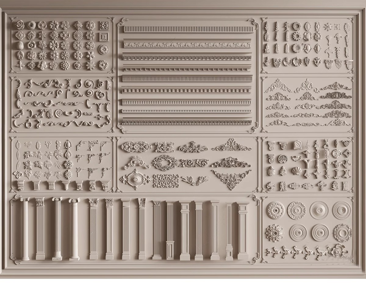 图片[9]-草图大师欧式法式雕花角花罗马柱石膏线条角线建筑构件SU模型库-大怪兽分享