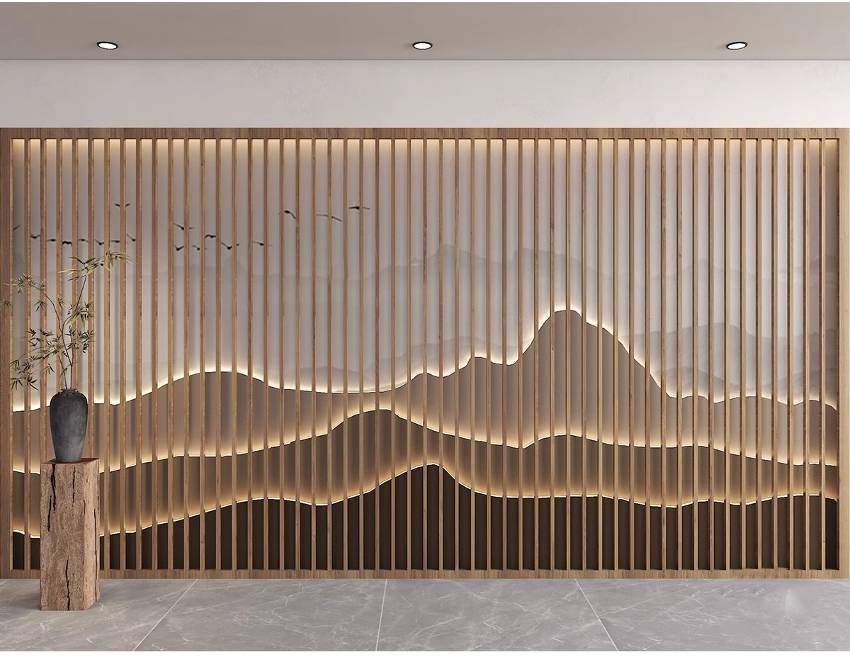 图片[9]-新中式轻奢背景墙SU模型 山水格栅云纹瓦片构件草图大师Sketchup-大怪兽分享