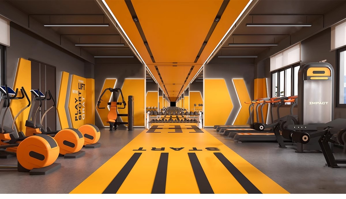 图片[9]-现代工业风健身房SU模型配套CAD施工图俱乐部私教瑜伽室草图大师-大怪兽分享