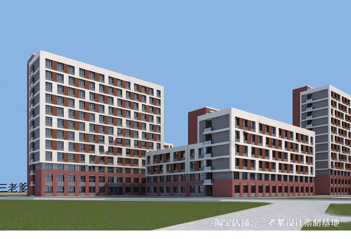 图片[9]-宿舍楼SU模型现代工厂区学校学生寝室职工公寓楼住宅建筑草图大师-大怪兽分享