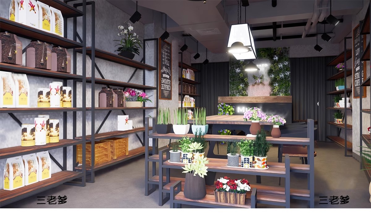 图片[9]-现代田园北欧风小清新花艺花店绿植鲜花植物花坊CAD施工图SU模型-大怪兽分享
