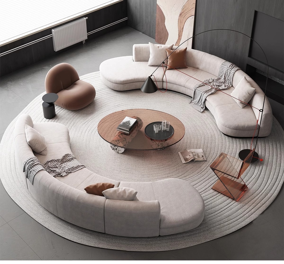 图片[9]-休闲沙发SU模型 办公室等待休息区商场接待多人单体工装草图大师-大怪兽分享