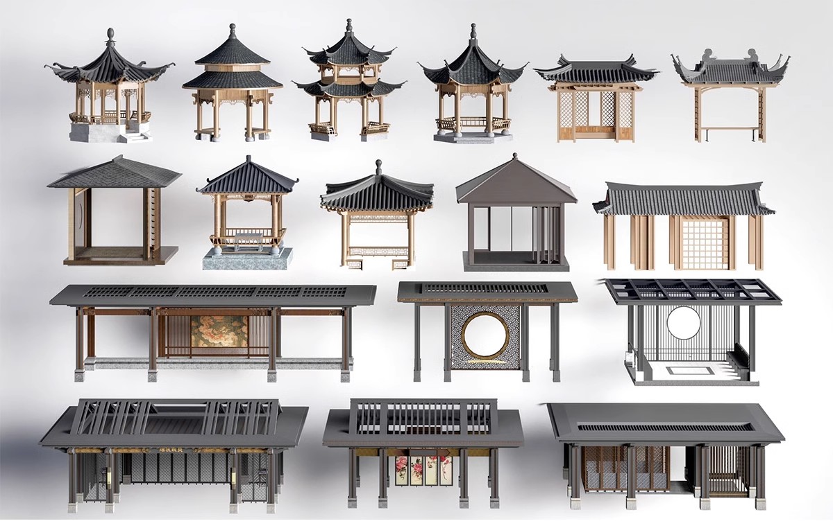 图片[9]-现代新中式庭院花园亭子会客厅铝合金景观亭铝艺休闲凉亭su模型-大怪兽分享