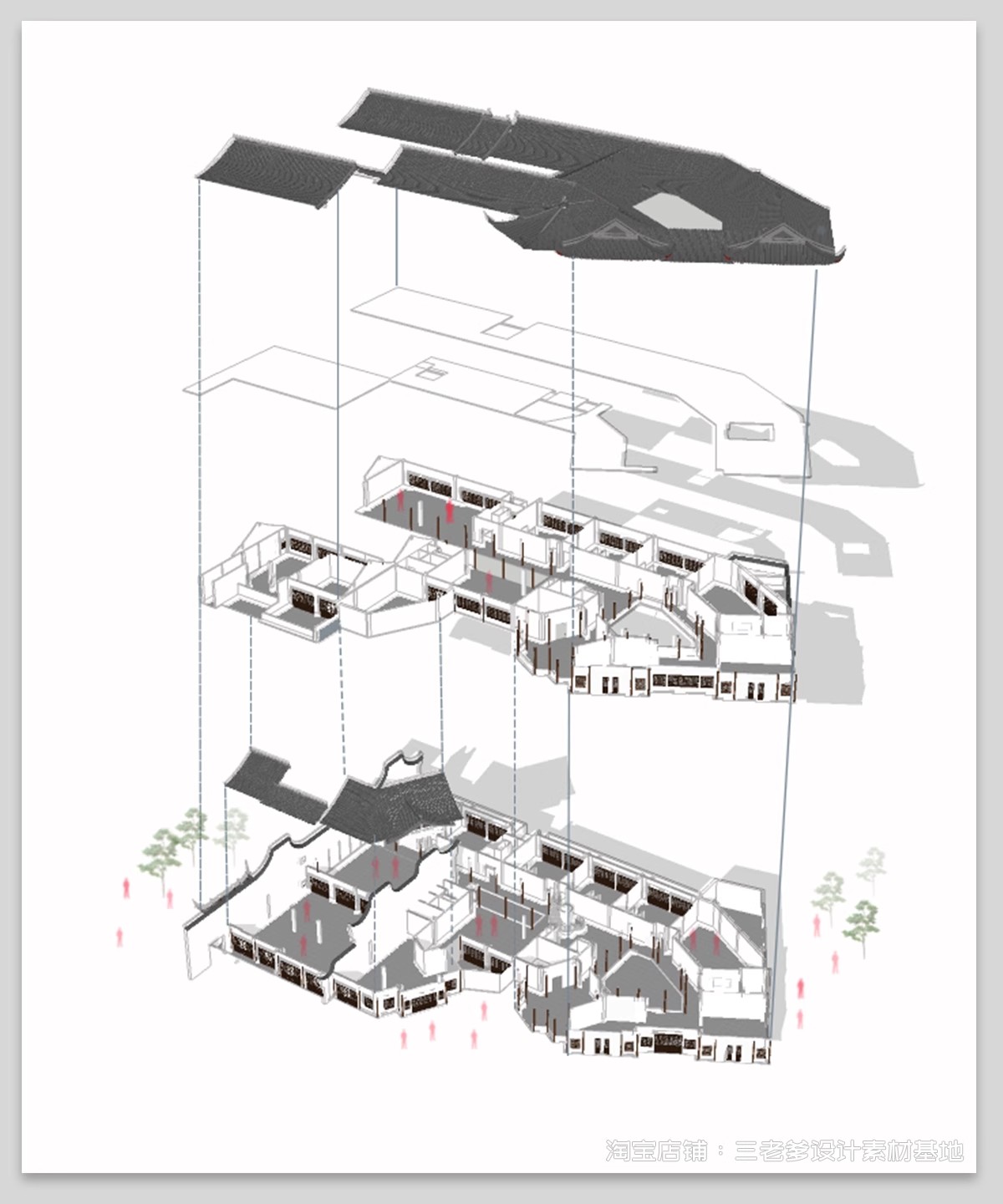 图片[10]-爆炸分层轴侧分析图PSD分层 建筑景观空间竞赛风插画风ps展板素材-大怪兽分享