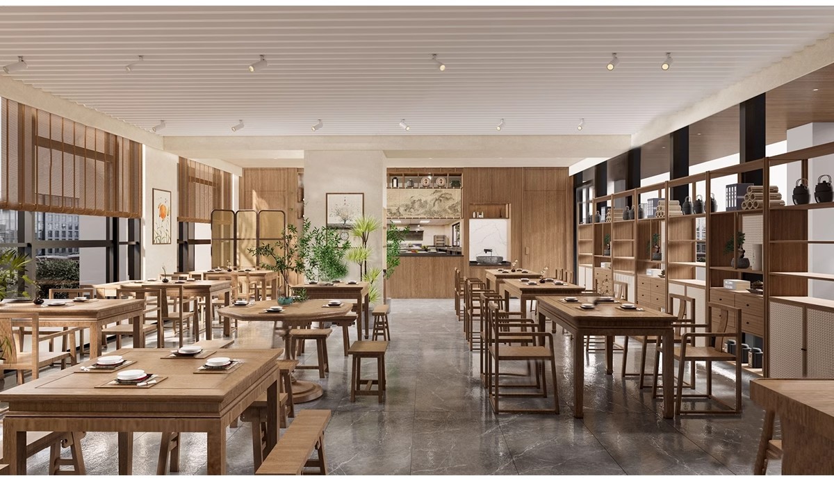 图片[10]-草图大师新中式风格餐饮店铺门头中餐厅餐馆快餐店室内设计SU模型-大怪兽分享