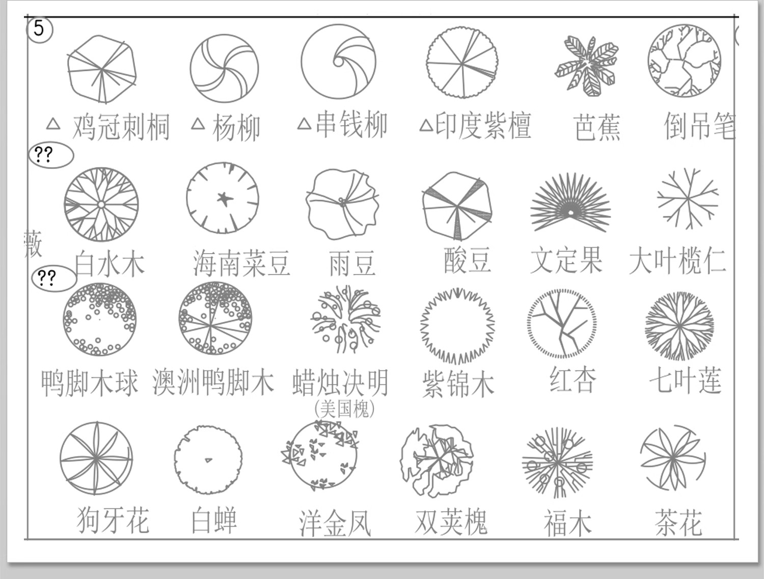图片[10]-园林景观树木植物CAD施工图库 乔木绿草花灌木植物平面铺装素材块-大怪兽分享