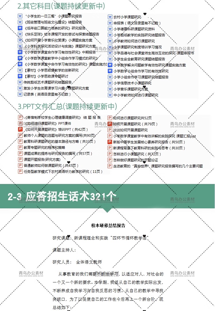 图片[9]-小学语文课题研究小课题报告模板校本研修报告范文word电子版资料-大怪兽分享