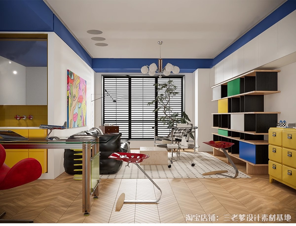 图片[10]-包豪斯家装SU模型 客厅餐厅多巴胺中古沙发桌椅家具组合草图大师-大怪兽分享