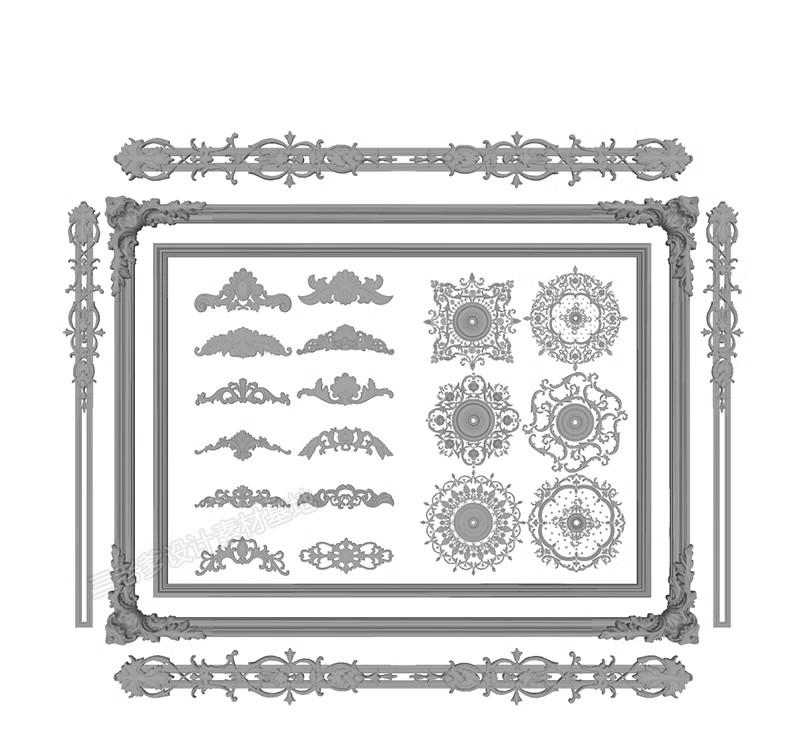 图片[30]-草图大师欧式法式雕花角花罗马柱石膏线条角线建筑构件SU模型库-大怪兽分享