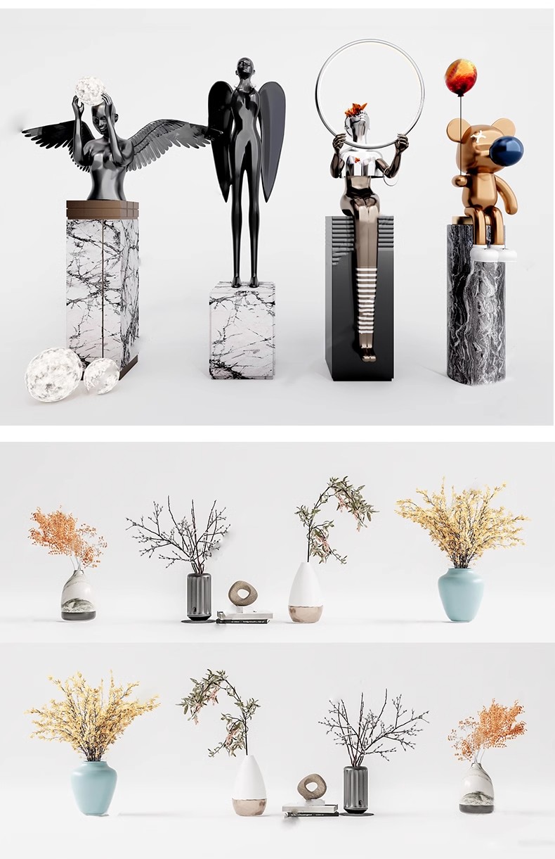 图片[6]-室内SU模型北欧创意雕塑摆件公仔现代装饰品组合挂画草图大师素材-大怪兽分享