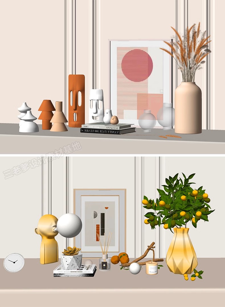 图片[8]-室内SU模型北欧创意雕塑摆件公仔现代装饰品组合挂画草图大师素材-大怪兽分享