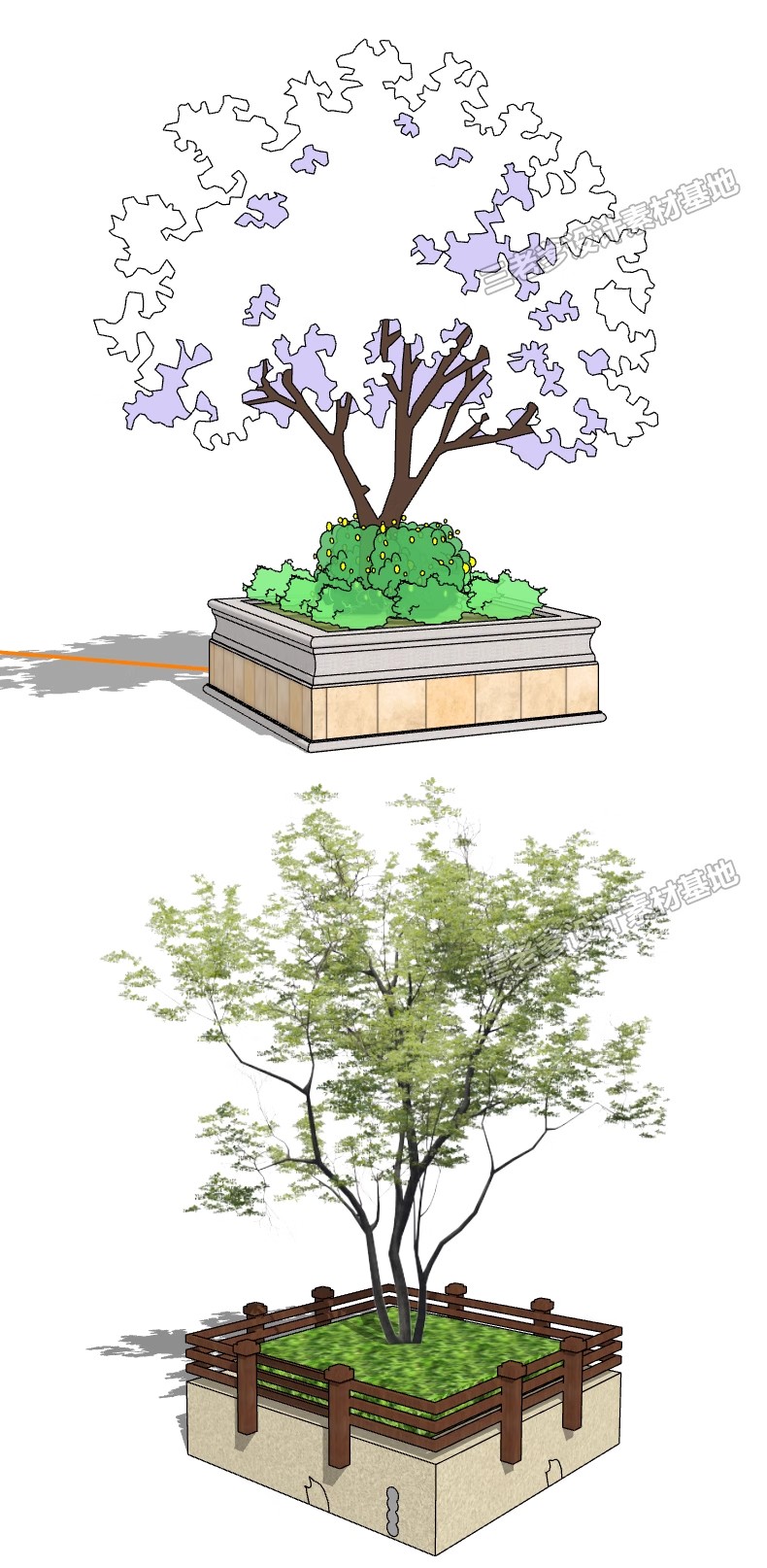 图片[31]-草图大师树篦座椅坐凳花坛公园广场花池方形异形景观树池su模型-大怪兽分享
