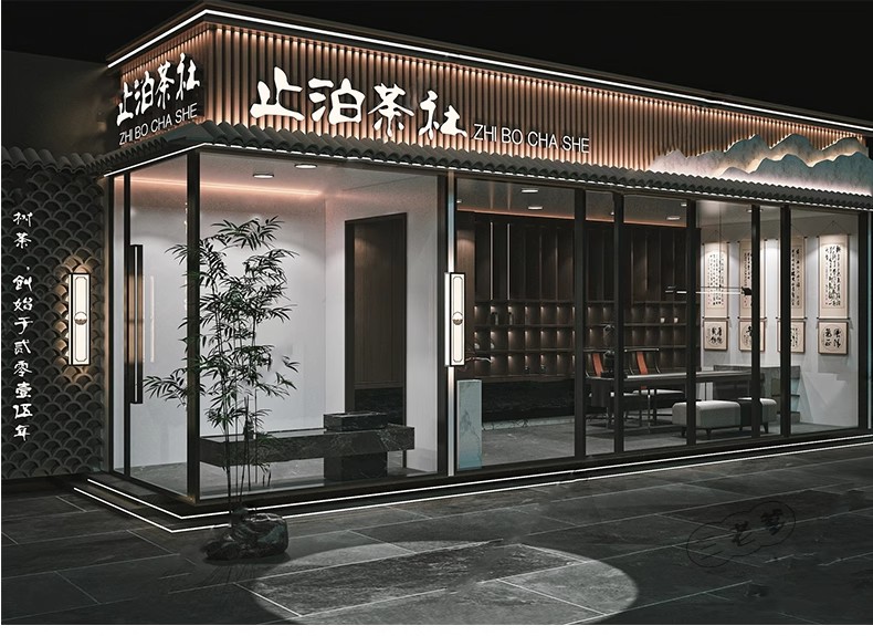 图片[34]-草图大师门头SU模型现代新中式餐厅甜品店面商业街餐饮店铺门面-大怪兽分享