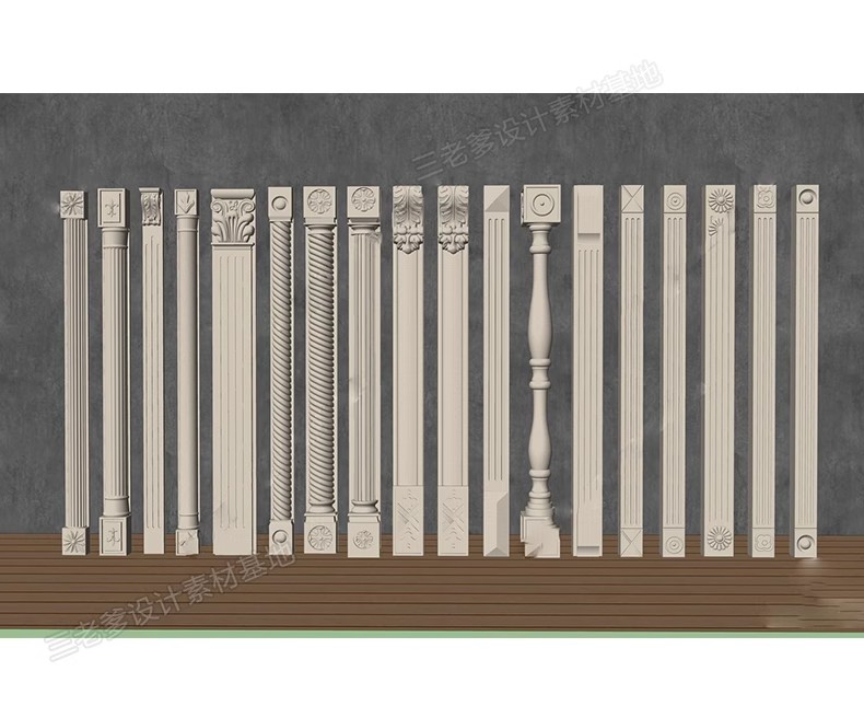 图片[37]-草图大师欧式法式雕花角花罗马柱石膏线条角线建筑构件SU模型库-大怪兽分享