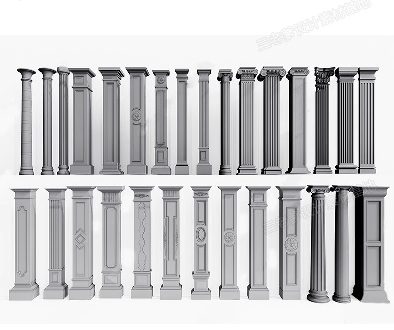 图片[39]-草图大师欧式法式雕花角花罗马柱石膏线条角线建筑构件SU模型库-大怪兽分享
