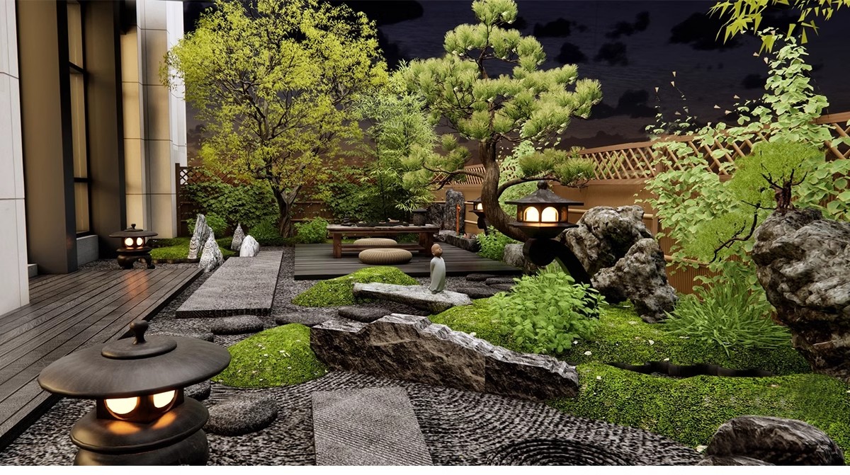 图片[10]-禅意新中式日式别墅庭院茶室枯山水景观假山流水SU模型草图大师-大怪兽分享