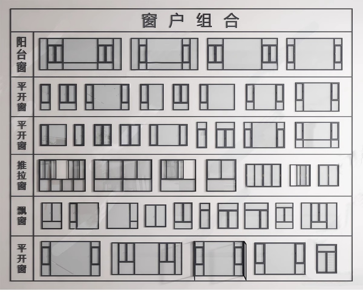 图片[11]-草图大师现代窗户组合推拉窗平开窗落地窗铝合金窗框断桥窗SU模型-大怪兽分享