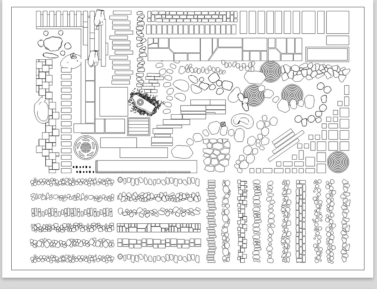 图片[11]-步道汀步小路CAD施工图 地面园林铺装中式别墅庭院景观小品图库块-大怪兽分享