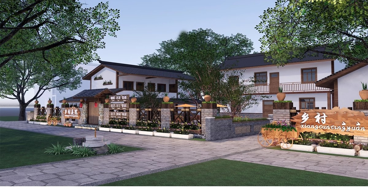 图片[11]-农村村庄落老房改造新中式景区民宿度假村美丽乡村SU模型草图大师-大怪兽分享