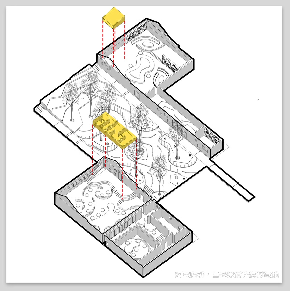 图片[11]-爆炸分层轴侧分析图PSD分层 建筑景观空间竞赛风插画风ps展板素材-大怪兽分享