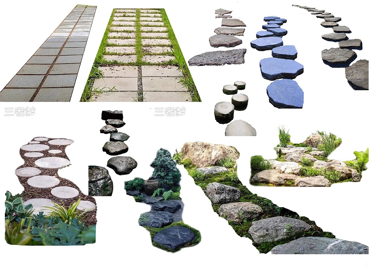 图片[11]-汀步平面彩平图psd素材公园庭院效果踏步石园林小路青石板PS拼贴-大怪兽分享