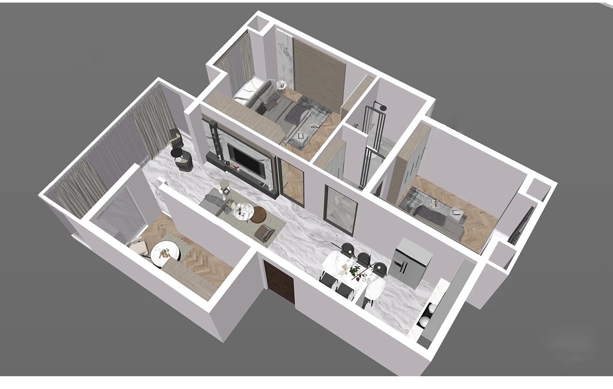 图片[20]-家装全屋整套客厅卧室厨房北欧现代新中式整体全套室内设计SU模型-大怪兽分享