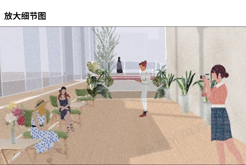 图片[11]-拼贴风插画风室内效果图PSD分层ps素材 非写实 细节 小清新 灰调-大怪兽分享