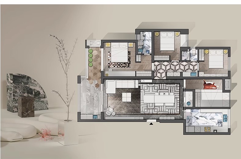 图片[11]-彩色立面平面ps彩平图PSD源文件 住宅家居布局网红风简约现代素材-大怪兽分享