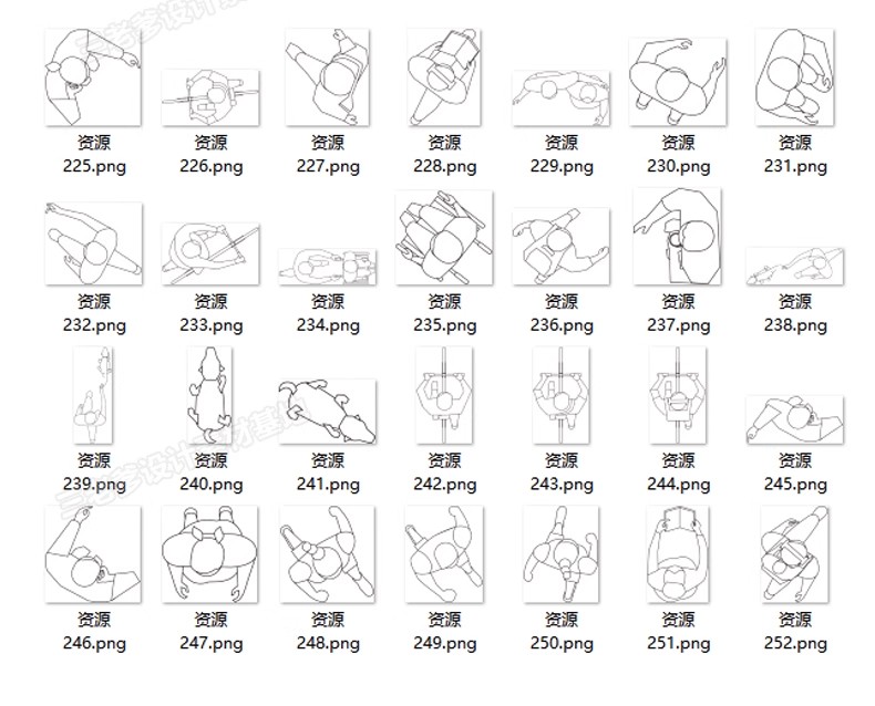 图片[11]-顶视图线稿风矢量人物素材 ps鸟瞰人俯视图配景室内家具人物-大怪兽分享
