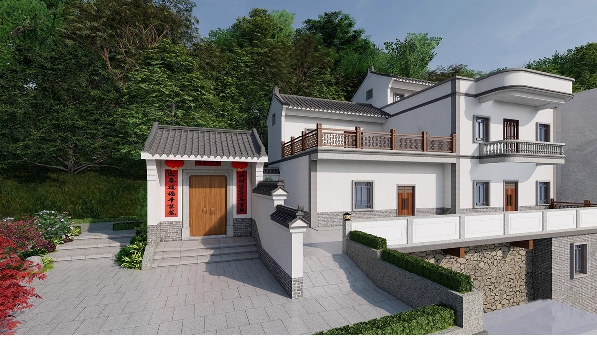 图片[11]-乡村住宅房屋建筑民居民房乡镇沿街楼房农村老房子改造su模型素材-大怪兽分享