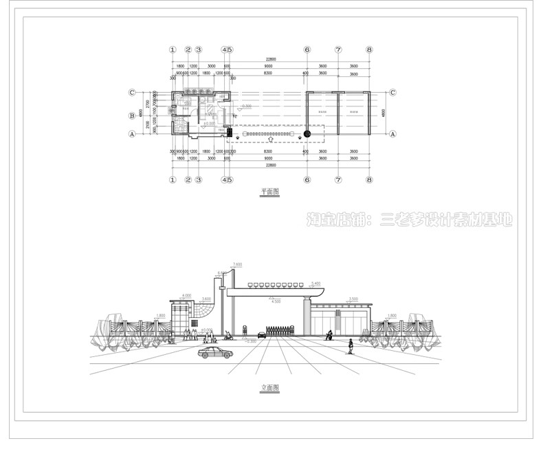 图片[11]-公园入口大门CAD施工图纸 门卫工厂酒店学校小区岗亭围墙建筑设计-大怪兽分享