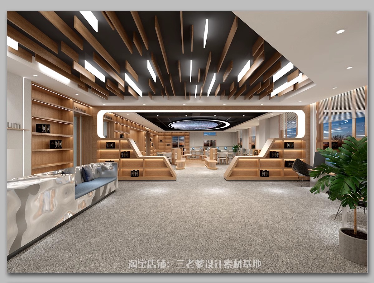 图片[9]-书店阅览室图书馆3d模型SU书咖书吧装修设计3Dmax效果图CAD施工图-大怪兽分享