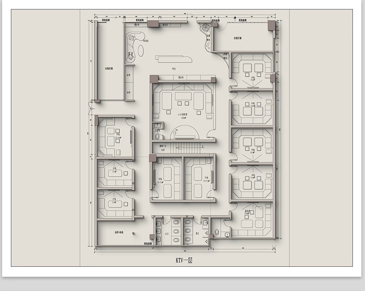 图片[11]-酒吧KTV装修设计cad施工图纸夜场夜总会3d效果图平面娱乐会所素材-大怪兽分享
