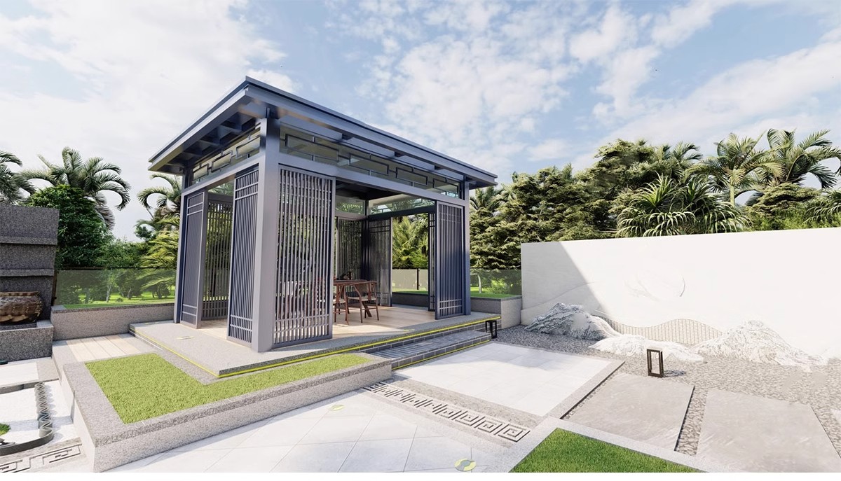 图片[11]-现代新中式庭院花园亭子会客厅铝合金景观亭铝艺休闲凉亭su模型-大怪兽分享