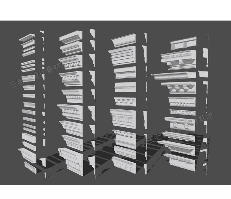 图片[40]-草图大师欧式法式雕花角花罗马柱石膏线条角线建筑构件SU模型库-大怪兽分享