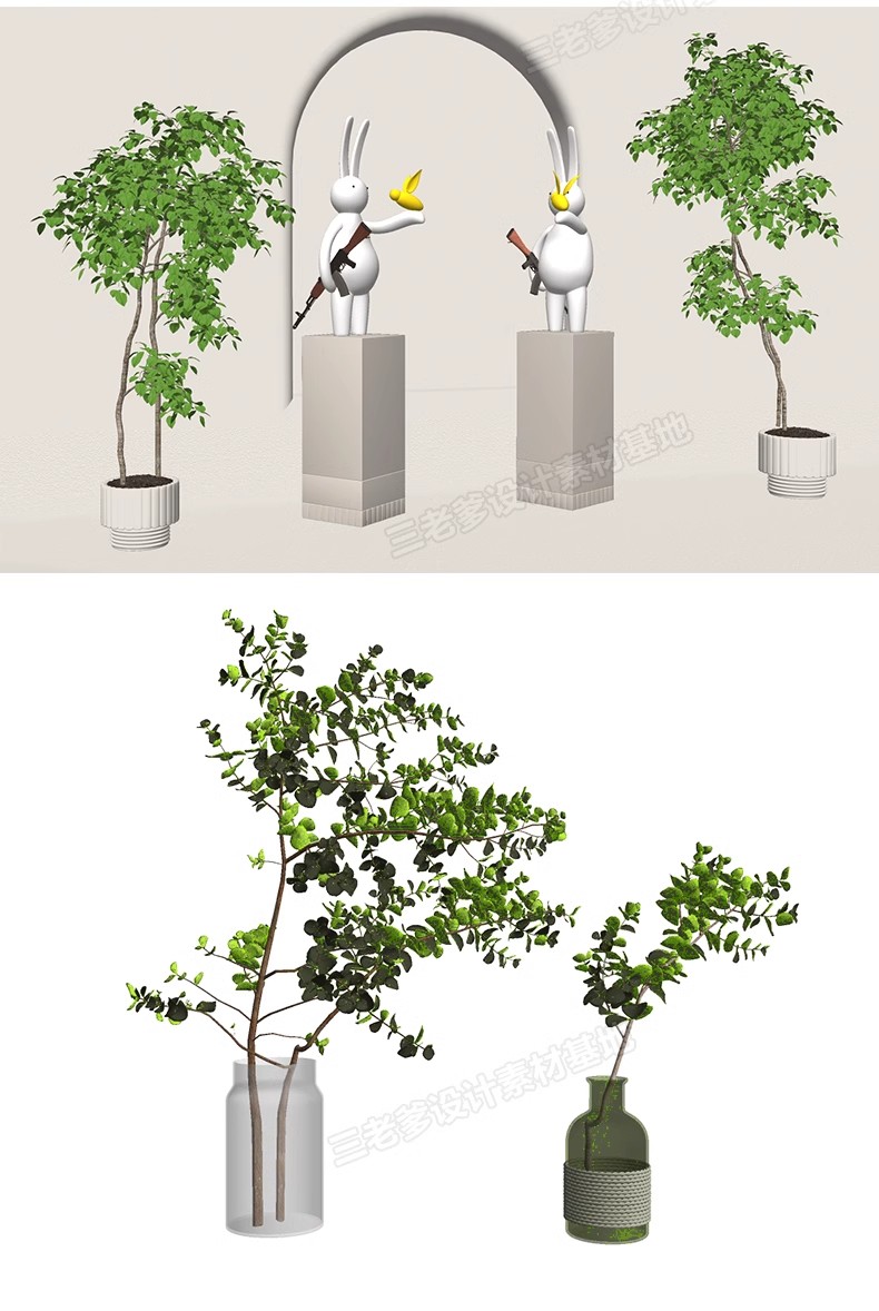 图片[14]-室内SU模型北欧创意雕塑摆件公仔现代装饰品组合挂画草图大师素材-大怪兽分享