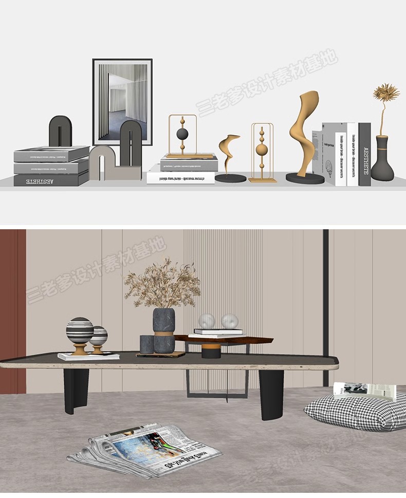 图片[15]-室内SU模型北欧创意雕塑摆件公仔现代装饰品组合挂画草图大师素材-大怪兽分享