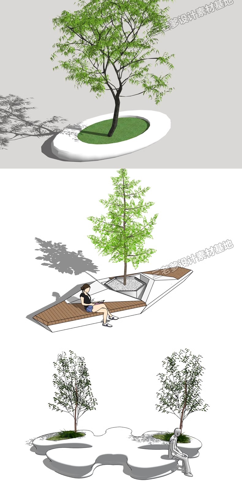 图片[36]-草图大师树篦座椅坐凳花坛公园广场花池方形异形景观树池su模型-大怪兽分享