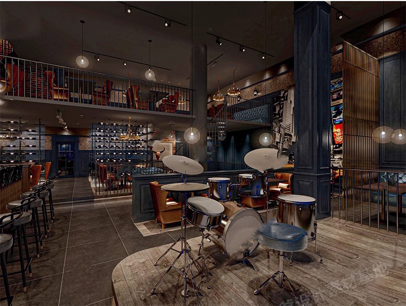 图片[23]-酒吧清吧音乐主题餐厅SU模型复古LOFT工业风娱乐会所餐吧草图大师-大怪兽分享